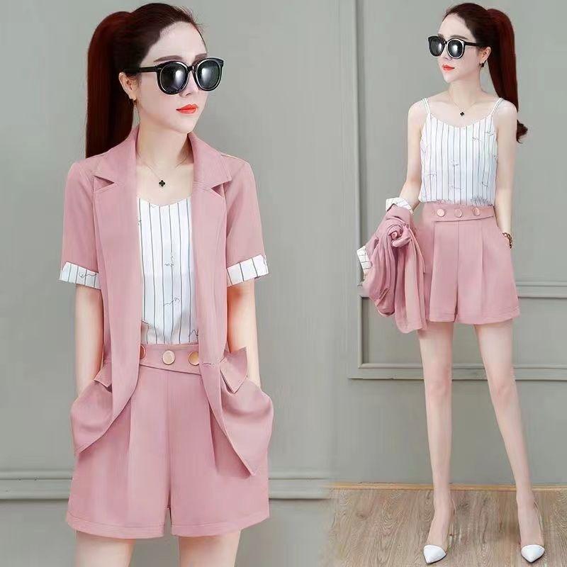 Ladies Summer Office Suit Jacket+Shorts 2 Piece Suit