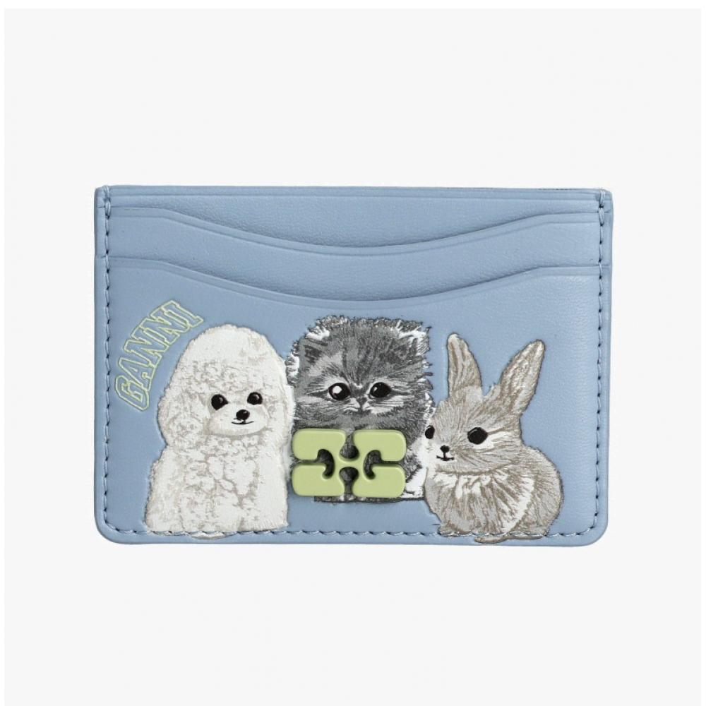 Ganni Animal Graphic Butterfly Logo Card Wallet A6771 326