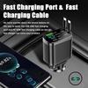 Car Charger with Retractable Cable 5-in-1 Multi-Port Fast Charging Adapter Compatible with Apple Lightning Type-C Dual USB Output Total 80W Power