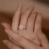 Light Luxury Exquisite Bright Oval Zircon Sun Flower Ring Ladies Engagement Wedding Bride Jewelry Holiday Party Gift