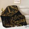 Black and gold Polynesian tribal patterns Blanket for Sofa Bed Travel Camping Living Room Office Conditioning Blanket
