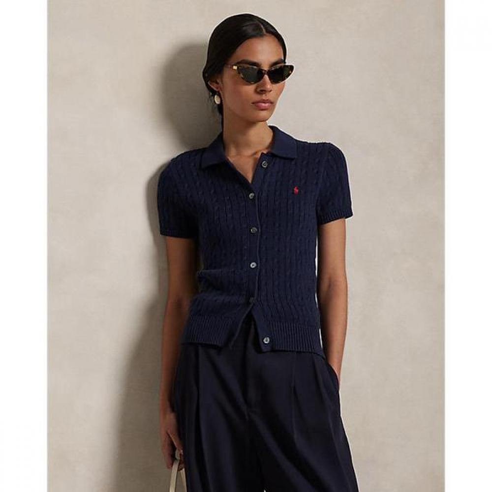 

Polo Ralph Lauren Women S Cable Cotton Short Sleeve Cardigan wmpoSwendw20365400 XS