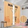 2pcs 2D Flat Printing Window Treatment Curtains Dry Martini Olive Cocktail Polyester Without Electricity Party Decorations