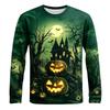Men's Halloween Print Neck Long Sleeve Sweatshirt Casual Pullover Top