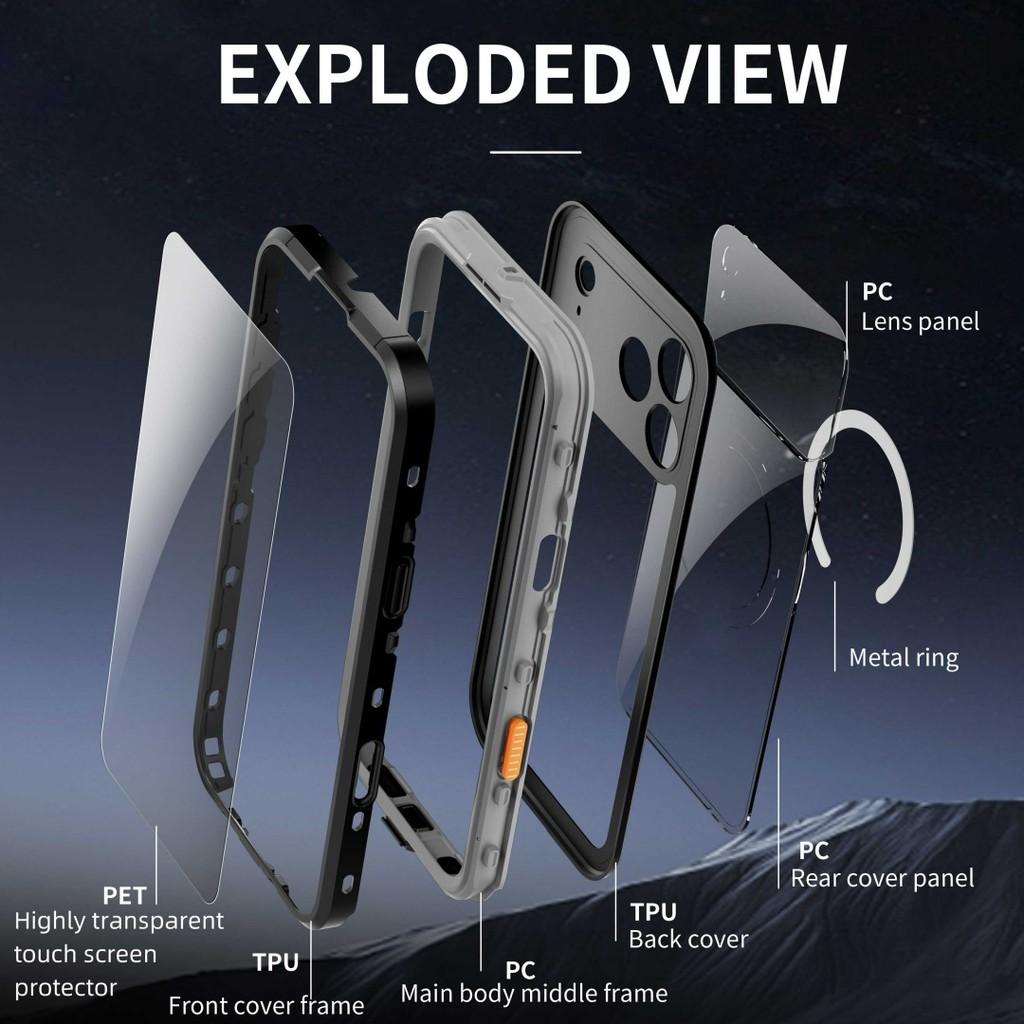 For iPhone 17/17 Air/17 Pro/17 Pro Max IP68 Waterproof Phone Case 360 Full Coverage Screen Protection Underwater Diving Case iPhone Shockproof Cover