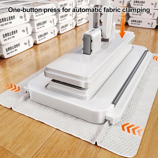 Lazy Mop Stainless Steel Ergonomic Handle Floor Scrubber Mop with 2 Absorbent Velvet Clothes