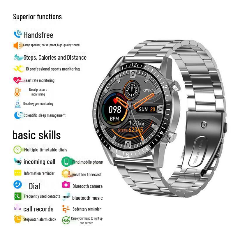 GT4 Smartwatch: Advanced Model with Call Functionality, Sports Tracking, Heart Rate & Blood Pressure Monitoring, Bluetooth Compatibility.