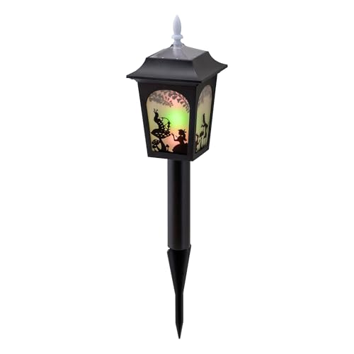 Takasho Solar Light, Alice in Wonderland Silhouette Light, Black, Outdoor Garden Light, Waterproof, Resin and Glass, TA-L02