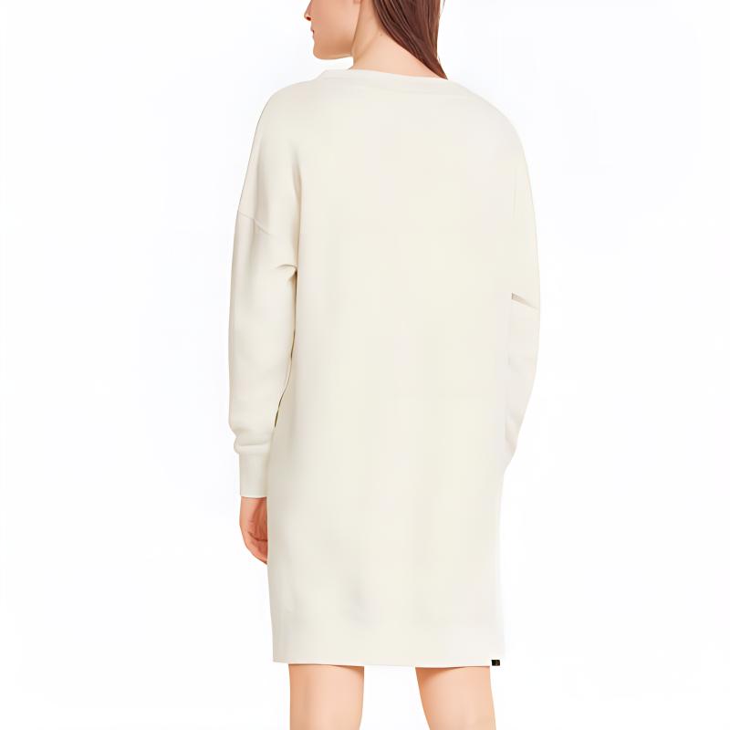 Puma Downtown V-Ausschnitt Pullover Sportlich Lässig Langarm Kleid Damenkleider Natur 535406-99