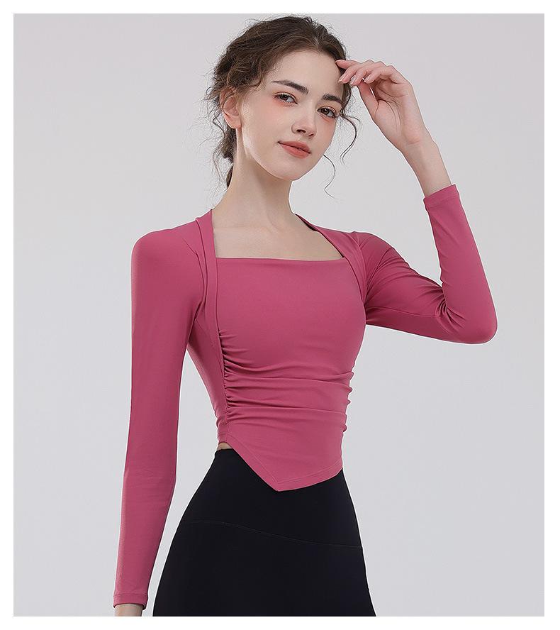 New Quick-dry Long-sleeved Top With High Elasticity, Nude-like Feel, Back Hollow-out, Slim-fitting, Sports Fitness Wear For Women