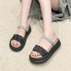 2025 Summer Fashion Casual Thick-soled Flat-soled Women's Shoes Solid Color Fashion Cool Slippers New Outer Sandals Women