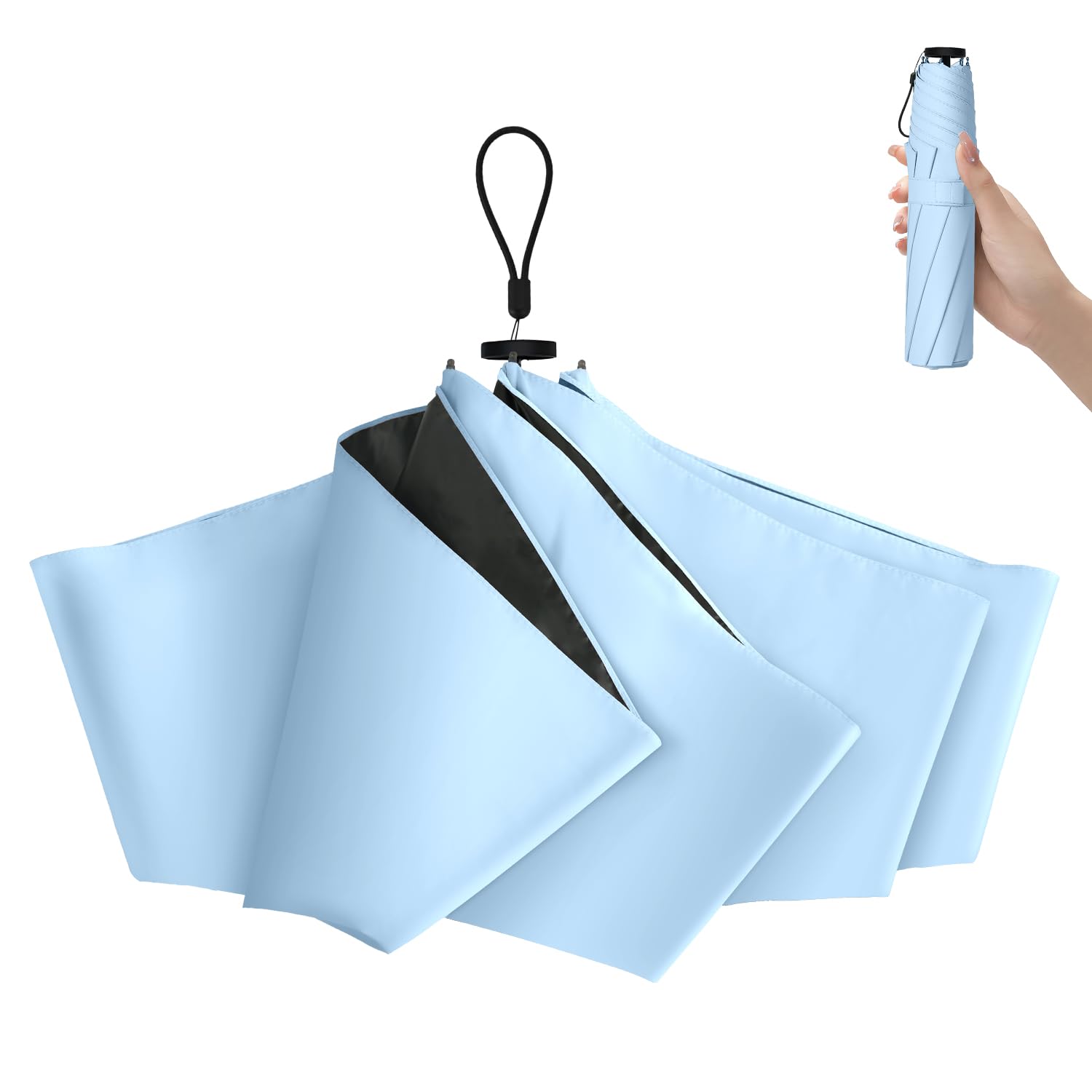 

складной зонт от солнца с УФ-защитой Полностью затененный и Идеально подходит для мужчин и солнечного удара от УФ-излучения и включает в себя хранилище Идеально подходит как для солнечной, так и для дождливой Отличный синий