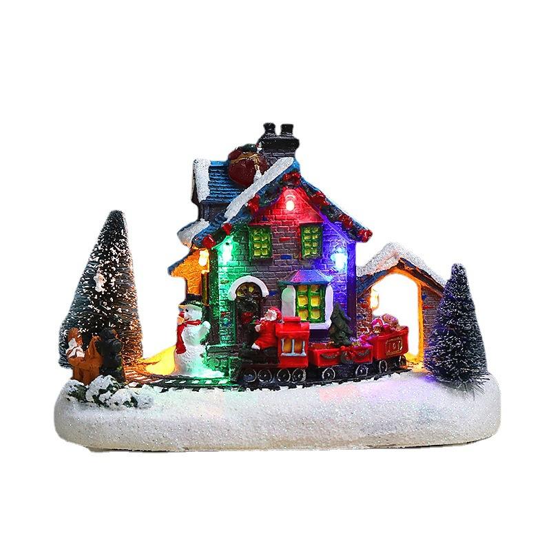 Christmas Decorations Led Light Snow House Christmas Scene Landscape Village Snow House Ornament Navidad 2025 New Year