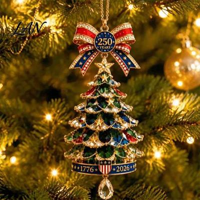 Christmas Tree Ornaments 250th Anniversary Ornament, 2D Acrylic Decor, Xmas Hanging Embellishments 1776-2026 Patriotic Commemorative Decoration,