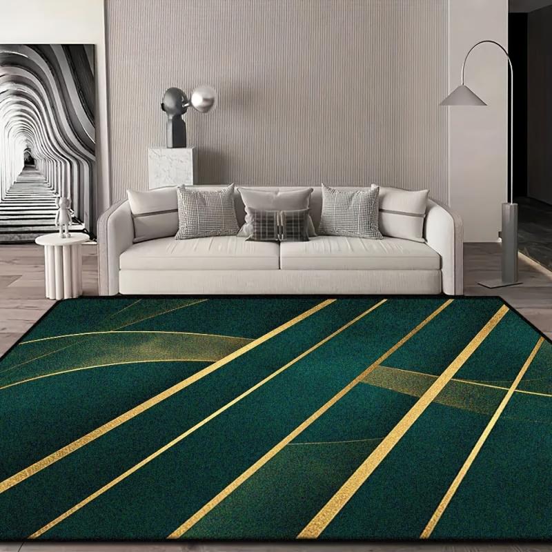 Abstract Blue Ink Wash Golden Flying Butterfly Print Large Area Rug Soft Flannel Non Slip Floor Carpet for Living Room Modern