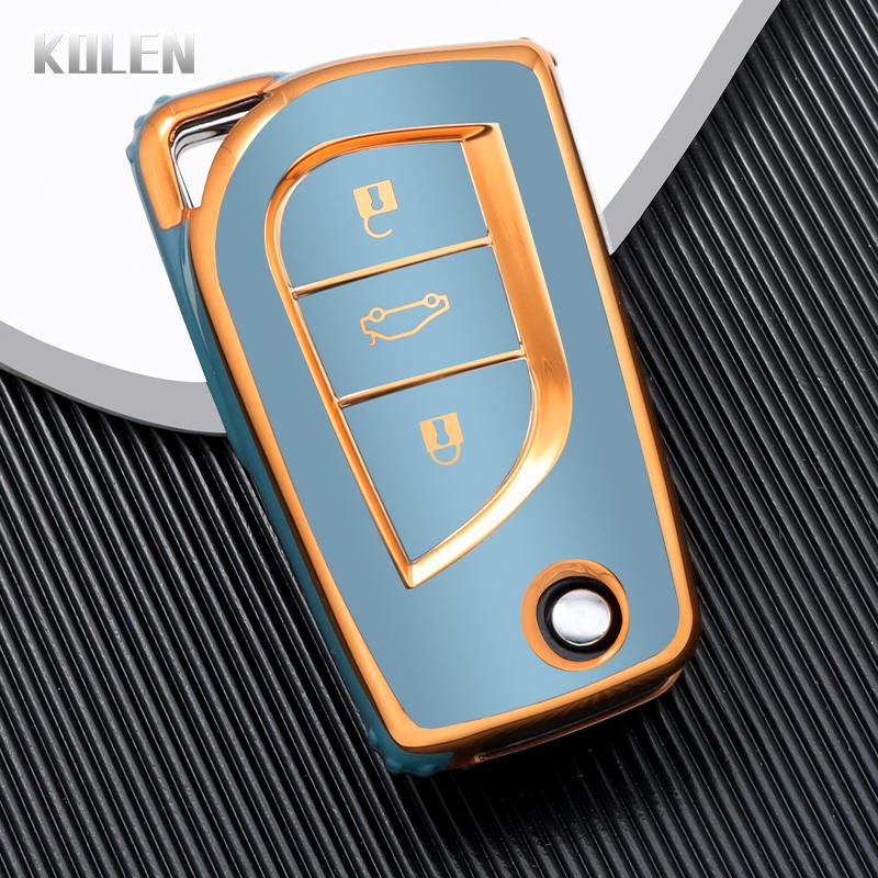 

Tpu Car Flip Key Case Cover Shell Fob For Toyota Auris Corolla Avensis Verso Yaris Aygo Scion Tc Im Camry Rav4 Forturner Hilux