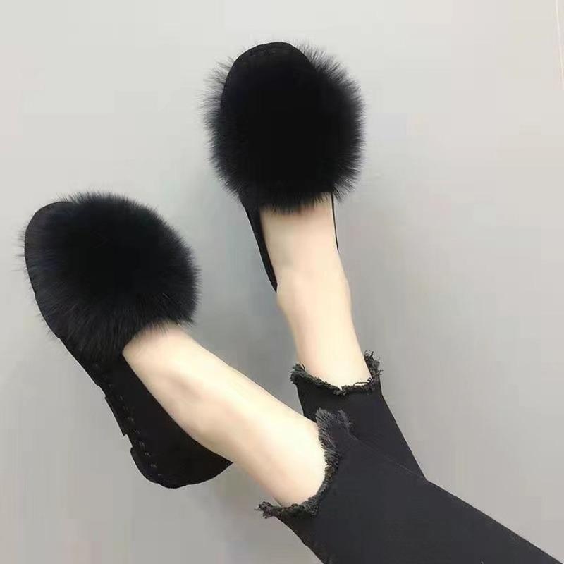Single-shoe Women's Outerwear Shoes with Fleece, Warm, Comfortable and Versatile Cotton Shoes