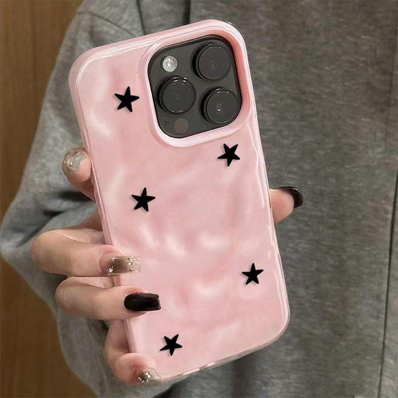 

Fashion Black Star Shockproof Phone Case For iPhone 17 16 Plus 15 14 Pro 13 12 11 Pro Max Air 16E Soft Silicone Protective Cover iPhone 12 Pro Max