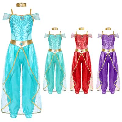 Efektný kostým arabskej princeznej pre dievčatá Kostým kombinézy na brušný tanec Halloween Cosplay Efektné obliekanie