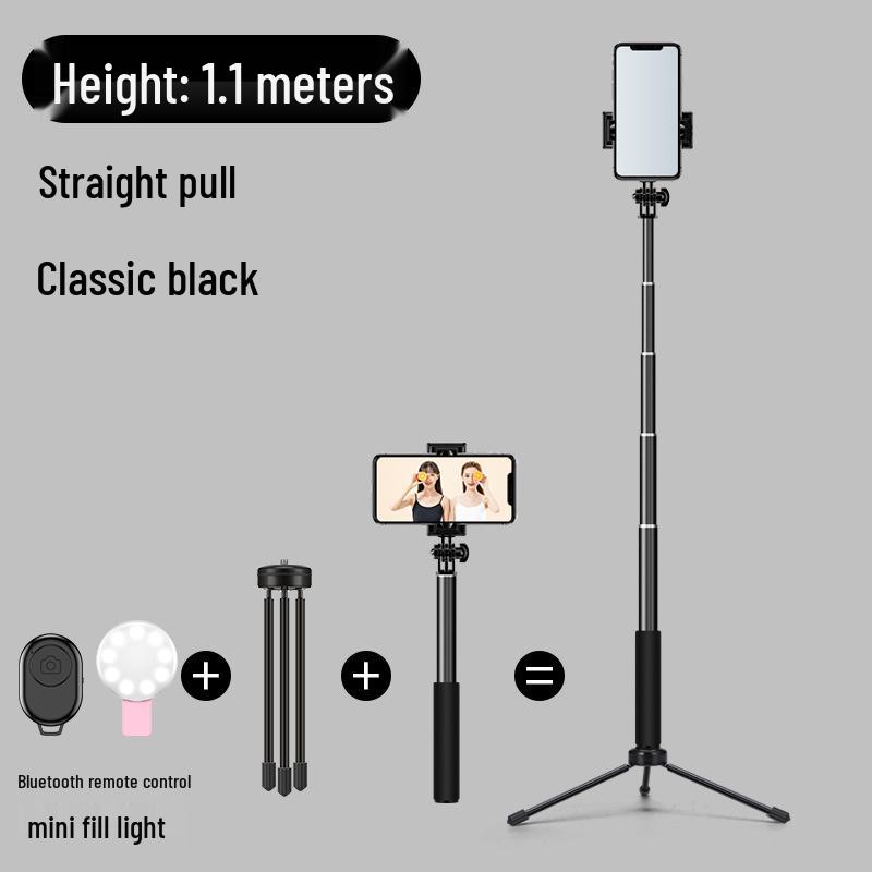 1.7m Aluminum Alloy Extendable Selfie Stick with Fill Light for Travel, Photography, Live Streaming & Tripod.