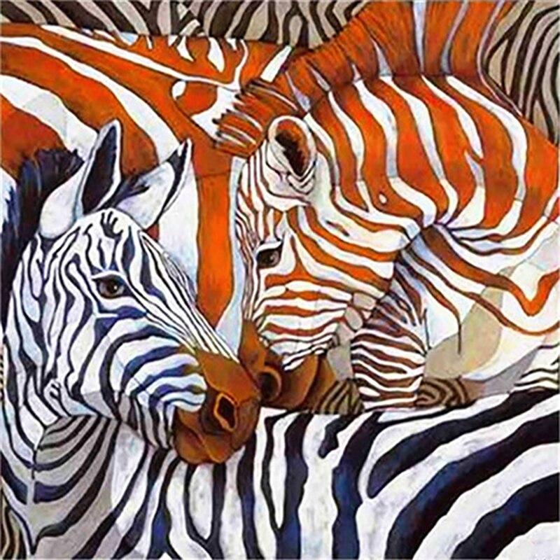 New 5D DIY Diamond Painting Colorful Zebra Diamond Embroidery Animal Cross Stitch Full Round Square Drill Manual Home Decor Gift