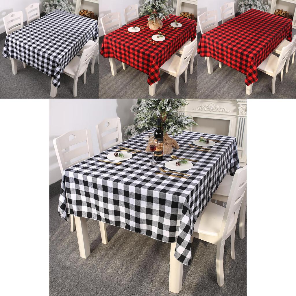 Christmas Tablecloth With Red Black Plaid Fabric For Holiday Home Decor