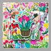 50 Tulip Cartoon Flower Stickers: Personalized, Waterproof DIY Suitcase & Phone Accessories.