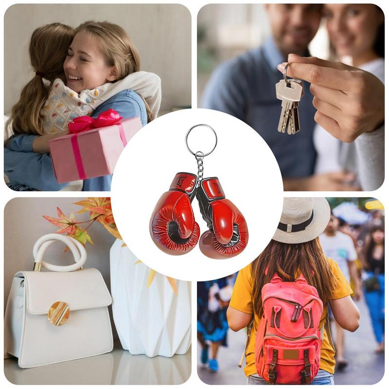 Boxing Gloves Key Chain 2D Flat Acrylic Red Punching Mitten Pendant Personalize Keyring For Men Women Couple Car Keys Bag Charm