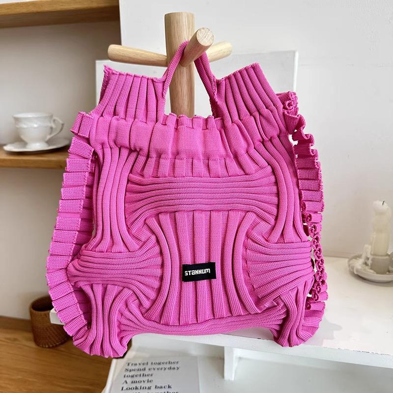 Multifunctional Pleated Elastic Knit Backpack