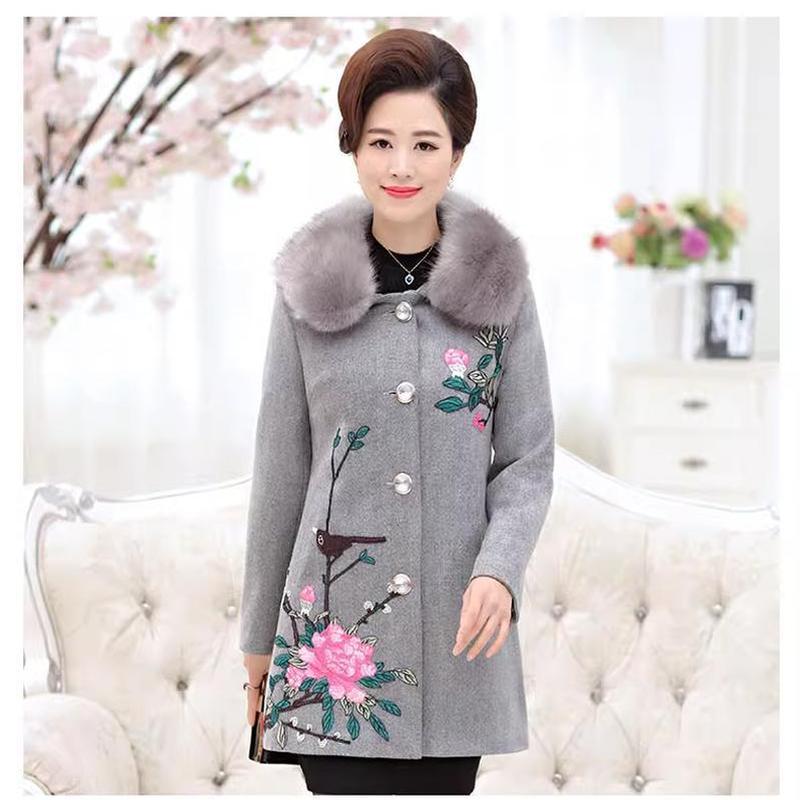 Ținută de mamă cu jachetă de lână supradimensionată de pluș și îngroșată pentru ținute de toamnă și iarnă pentru femei, jachetă de bumbac la modă de lungime medie