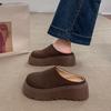 Mode CRLAYDK Damen Plateaupantoletten Mode SCasual Schuhe Geschlossene Zehenpartie Slipper Wildleder Abriebfest Klobig Erhöhen Höhe Hausschuhe