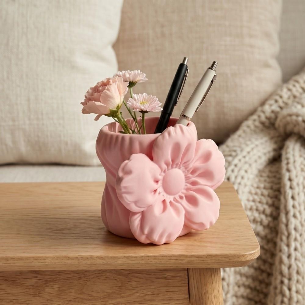 Makeup Brush Bin 3D Printed Pen Stand Simulation Floral Model  Home Table Settings