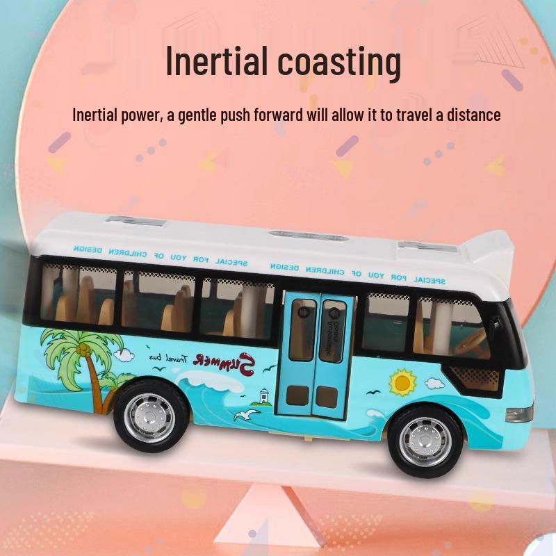 Children's Light & Sound Inertial Bus Toy with Opening Doors and Music