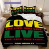 Vibrant Rasta Guitar Art Three-piece set (1 * duvet cover + 2 * pillowcase, without core) 2D Flat Christmas birthday gift Duvet cover and pillowcase