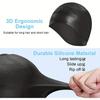 2pcs Silicone Swim Caps with Waterproof, 3D Fit Design for Men & Women with Long Hair, Includes Black & Blue Caps + Earplugs