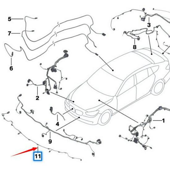 BMW 7 Series F01/F02 LCI Front Bumper Parking Sensor Harness 61129262217
