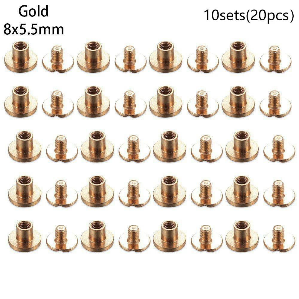 10sets Useful 10mm Solid Screw Nail Rivet Double Flat Head Belt/strap Rivets Luggage Leather Metal Craft High Quality