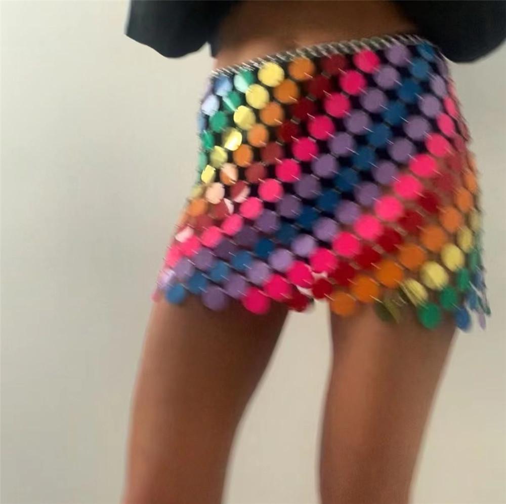 Sequin Punk Style Sexy Midi Skirt YY20217