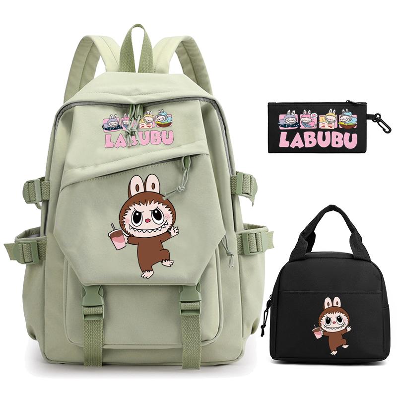 3Pcs/set Cute  Printed Backpack Pencil Case Lunch Bag Teenager Student Girl Boy Schoolbag Women Travel Laptop Bag Mochila