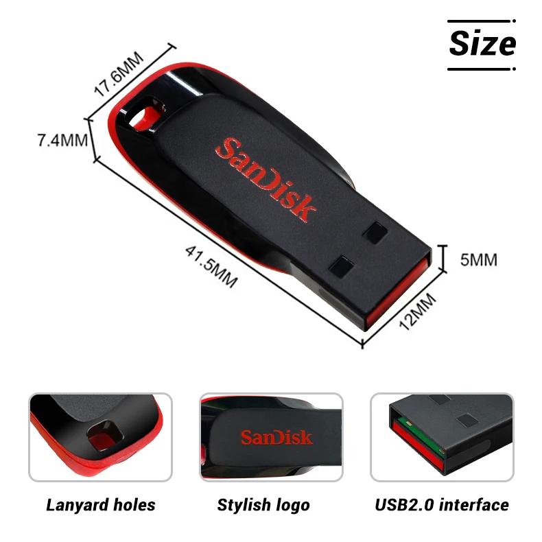 SanDisk CZ50 16GB USB 2.0 Flash Drive Original Sandisk Usb 32GB 64GB 128GB Memory Stick U Disk Mini USB Flash Drive for Computer
