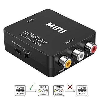 HDMI To AV Converter, Asbter HDMI To RCA AV-CVSB L-R Video 1080P HDMI2AV Support NTSC PAL HDMI To AV Output Adapta