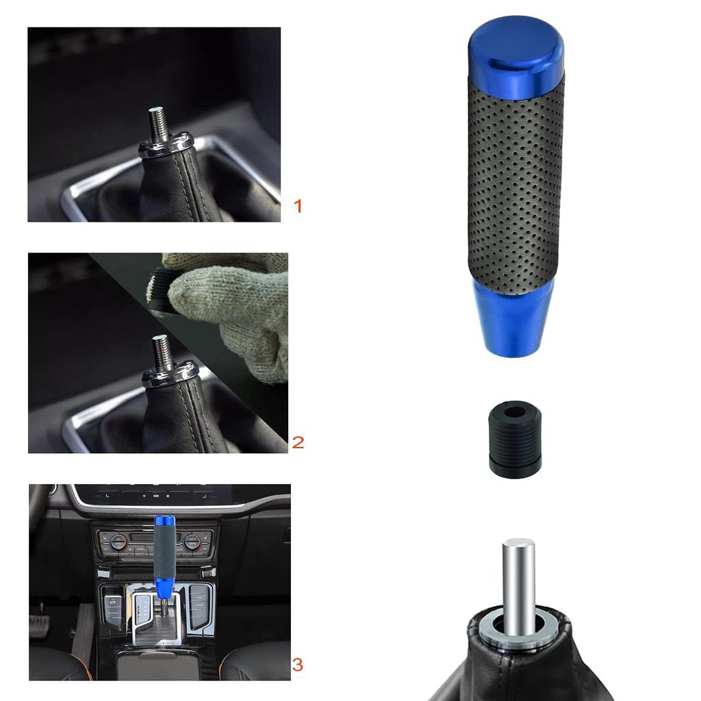 Lunsom 130mm Shift Knob Aluminum Alloy Car Shift Lever Shift Knob PU Leather for Auto and Manual Car (Blue)