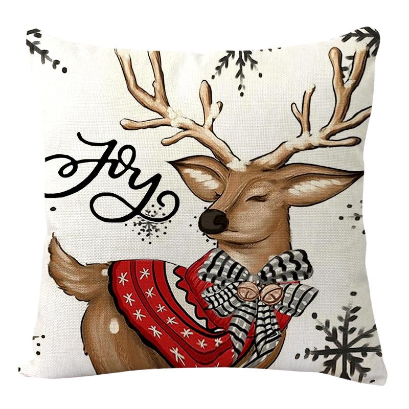 1pc Green Red Christmas Cushion Cover Deer Snowman Durable Cover 2025 New for Home Ornament Xmas New Year Christmas Decoration