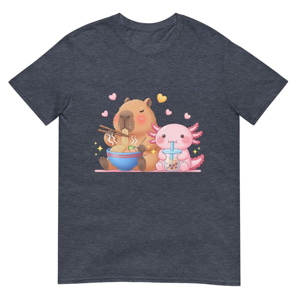 Cute Capybara Raunisex And Axolotl Boba Kawaii Boys Girls Kids Tshirt