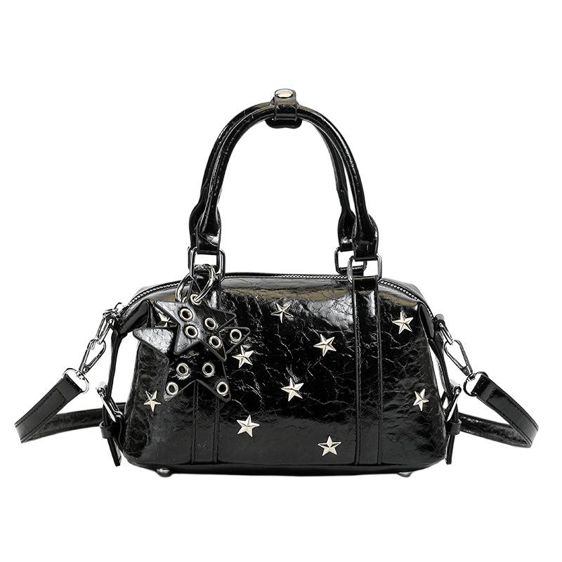 Ladies' Handbag, Female Star Studded Boston Handbag, Versatile Single Shoulder Crossbody Bag, Y2K Bag