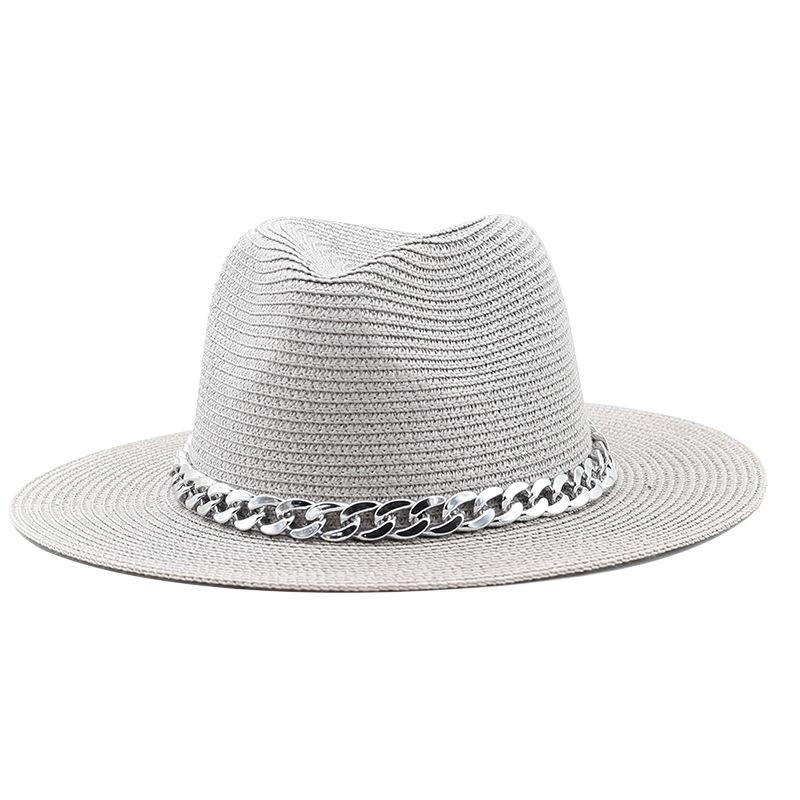 Men's and women's acrylic decorative big-brimmed straw hat spring and summer British style new outdoor travel sunshade jazz straw hat