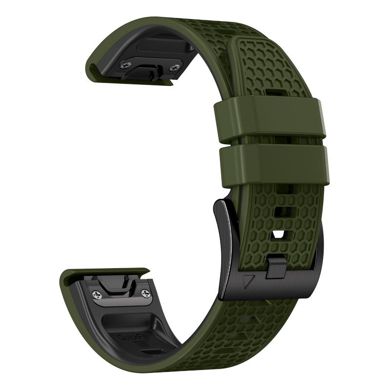 

Dot Texture Silicone Band for Garmin Tactix 7 Pro/Fenix 7X/6X Pro/5X Plus ,26mm Dual-color Watch Strap Lime+Black