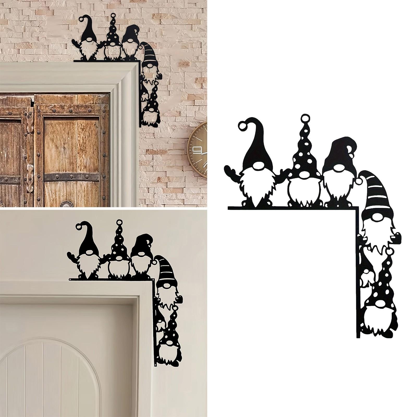 

Christmas Metal Gnome Door Corner Decorative Christmas Door Frame Frame Sign Art Wall Ornament Xmas Festival Party Decor Navidad One Size чёрный