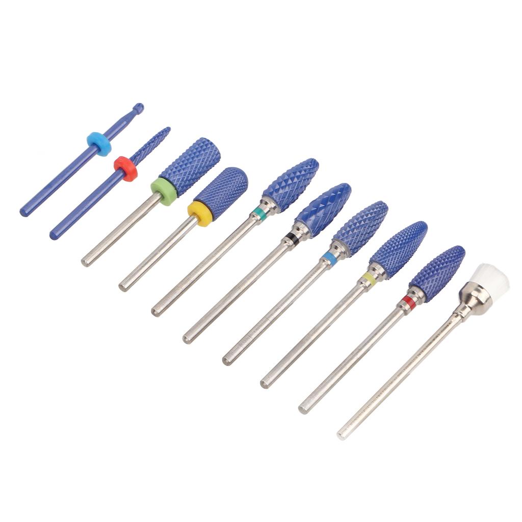 10pcs Nails Drill Bits Rotatable With Storage Case Tungsten Steel Nail Grinding Head Sets