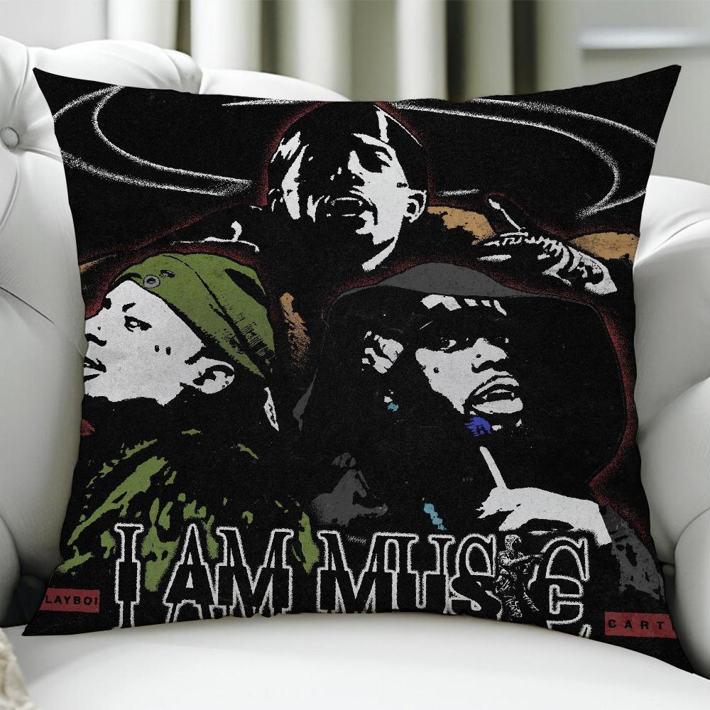 Playboi Carti I Am Music Rap cushion cover Birthday Anniversary Gift Double Sided Printed Zipper Cushion Cover Soft Skin Bedding 30x30CM(12x12in)